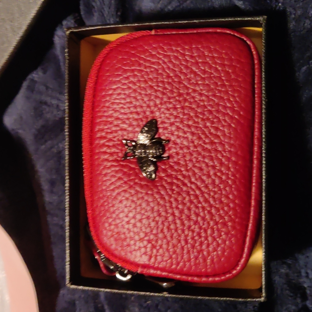 Cute New red leather bee wallet wristlet